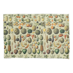 Housse D'oreillers Affiches de fruits botaniques français vintage