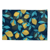 Housse D'oreillers Agrumes simples : citrons sur le bleu. (Dos)
