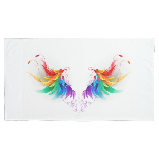 Housse D'oreillers Ailes fluffy arc-en-ciel (devant)