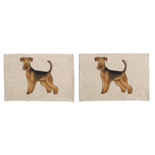 Housse D'oreillers Airedale Terrier mignon Caricature Chien Bingley T (devant-Set)