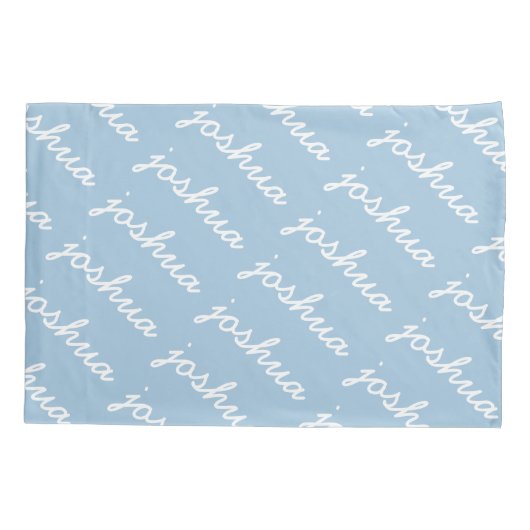 Housse D'oreillers Ajouter votre nom Blue Cursive Nom Coussin Coque (Dos)