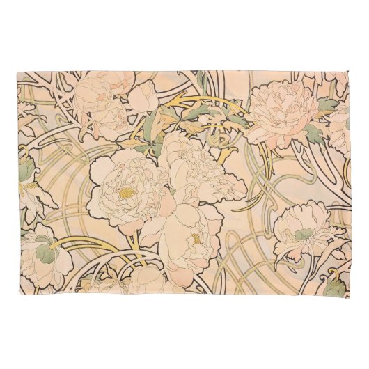 Housse D'oreillers Alfonse Mucha Art Nouveau Peonies (devant)
