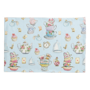 Housse D'oreillers Alice au pays des merveilles Aquarelle Rayure bleu