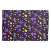 Housse D'oreillers Aliens Et Étoiles Dans L'Espace Extérieur Imprimé (Dos-gauche)