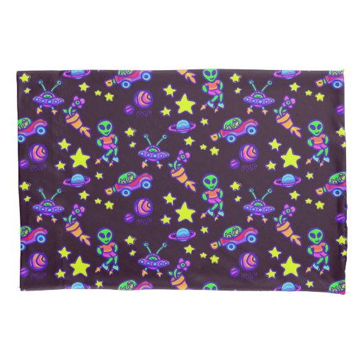 Housse D'oreillers Aliens Et Étoiles Dans L'Espace Extérieur Imprimé (devant-gauche)