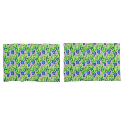 Housse D'oreillers Aloe Vera Motif Plante Monogrammé (devant-Set)