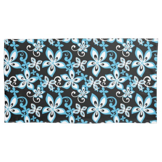 HOUSSE D'OREILLERS ALOHA HAWAII (NOIR/BLEU) (devant-gauche)