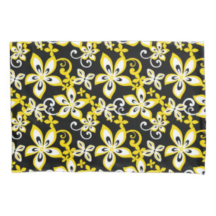 HOUSSE D'OREILLERS ALOHA HAWAII (NOIR/JAUNE)