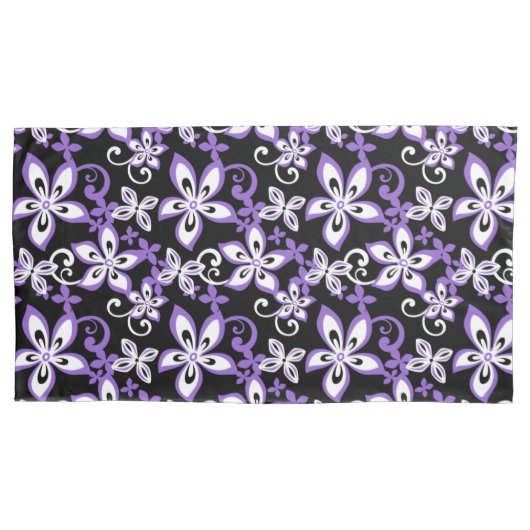 HOUSSE D'OREILLERS ALOHA HAWAII (NOIR/VIOLET) (devant-gauche)