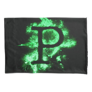 Housse D'oreillers Alphabet majuscule verte P