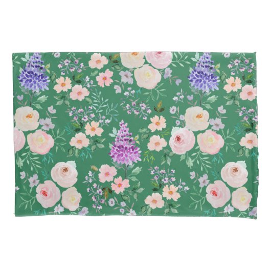 Housse D'oreillers Amazon vert aquarelle Floral (devant)