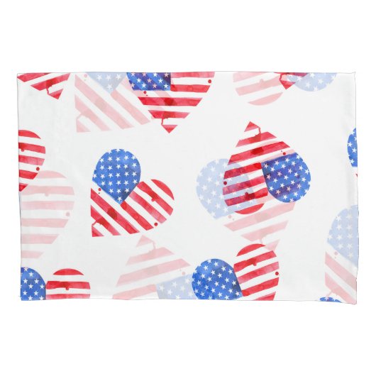Housse D'oreillers American Flag Hearts Aquarelle en toute transparen (devant)