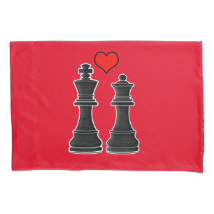 Housse D'oreillers Amour de roi et de Reine d'échecs