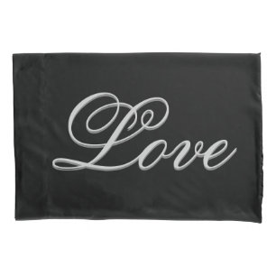 Housse D'oreillers Amour Gris Noir Sophistiqué