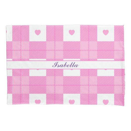 Housse D'oreillers Amour moderne Plaid Pink Heart Collection (devant)