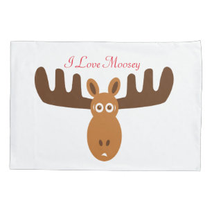 Housse D'oreillers Amour Moosey_whimsical de Head_I d'orignaux et