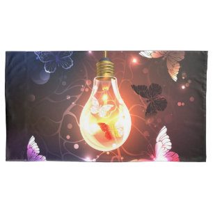 Housse D'oreillers Ampoule lumineuse avec papillons nocturnes