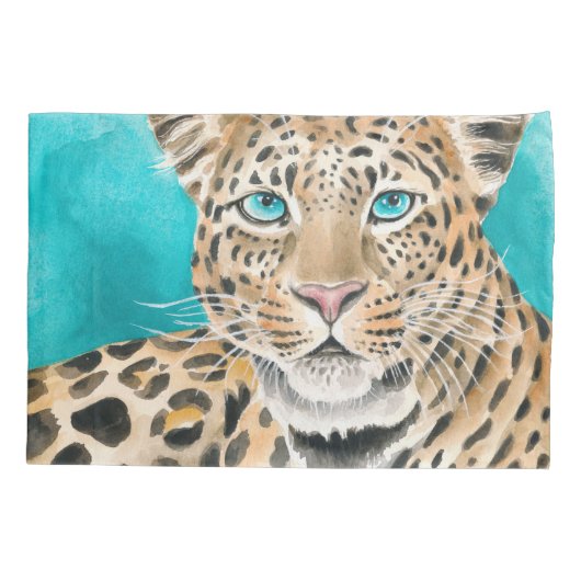 Housse D'oreillers Amur Leopard Aquarelle Art (Dos)