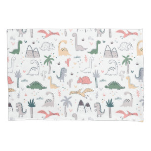 Housse D'oreillers Amusant Pastel Dinosaur Motif de scène