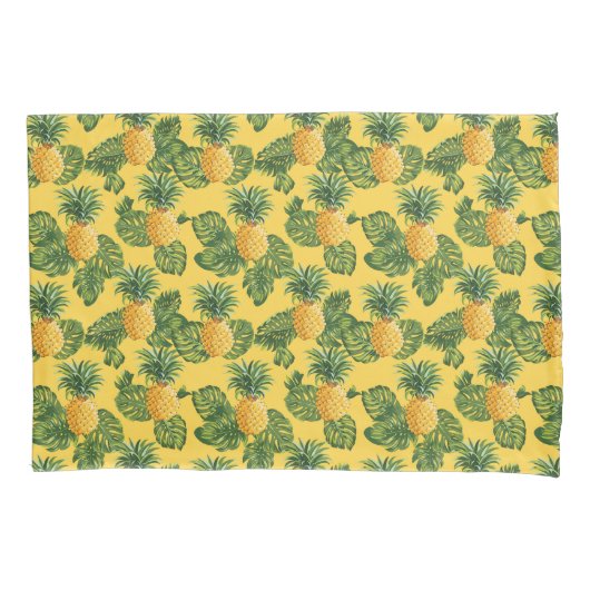 Housse D'oreillers Ananas et feuille tropical sur l'or (devant-gauche)