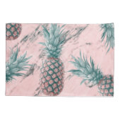 Housse D'oreillers Ananas & marbre rose Swirl moderne Tropical Chic (Dos)