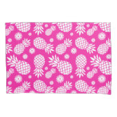Housse D'oreillers Ananas tropicaux et fleurs art blanc rose (devant)