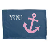 Housse D'oreillers Anchor Pink and Navy (devant-gauche)