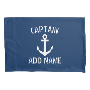 Housse D'oreillers Ancrage de navire bleu marine du capitaine de bate