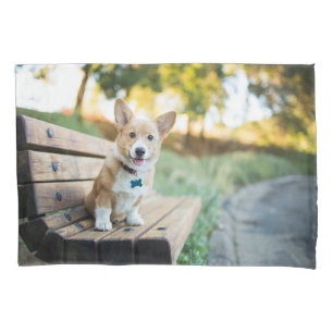 Housse D'oreillers Animaux de bébés cutest Corgi Puppy sur un banc