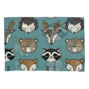 Housse D'oreillers Animaux de bois mignons Motif Vintage