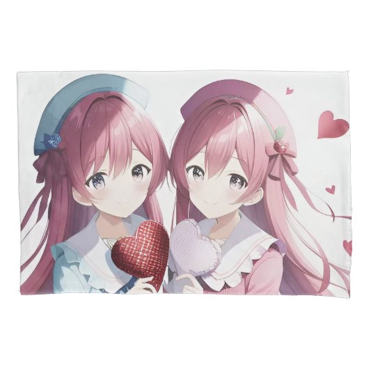 Housse D'oreillers Anime coeur Saint Valentin (devant-gauche)