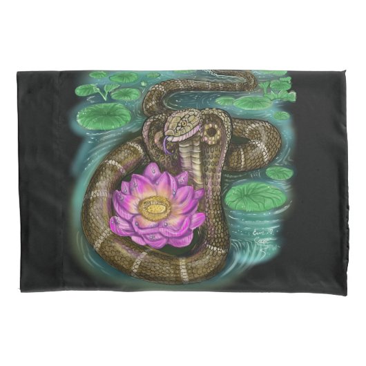 Housse D'oreillers Année du serpent chinois Zodiac Cobra Pillowcase (devant)