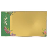 Housse D'oreillers Anniversaire Floral Green/Gold Pillowcase (devant-gauche)