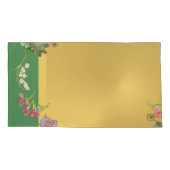 Housse D'oreillers Anniversaire Floral Green/Gold Pillowcase (Dos-gauche)