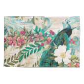 Housse D'oreillers Antique Peacock Illustré & Fleurs Grunge (Dos)