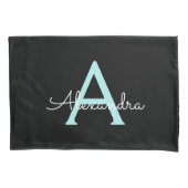 Housse D'oreillers Aqua Teal Blue Script Girly Monogram (devant)