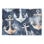 Housse D'oreillers Aquarelle Ancre marine marine (Dos)