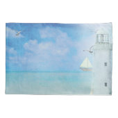 Housse D'oreillers Aquarelle Armoire Ocean Lighthouse Avec Voilier (Dos-gauche)