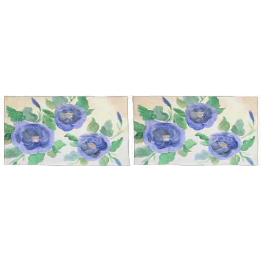 Housse D'oreillers Aquarelle bleu (Dos-Set)