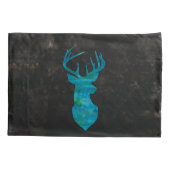 Housse D'oreillers Aquarelle bleue Cerf Silhouette (Dos)