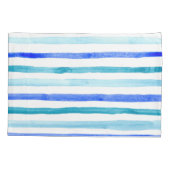 Housse D'oreillers Aquarelle bleue striée (Dos-gauche)