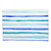 Housse D'oreillers Aquarelle bleue striée (devant-gauche)