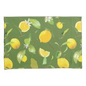 Housse D'oreillers Aquarelle Citron et Feuilles 5 (devant-Droit)