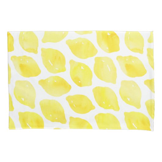 Housse D'oreillers Aquarelle Citron jaune blanc Motif d'été (devant)