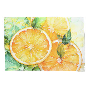 Housse D'oreillers Aquarelle Citron Orange Citron Vert Botanique Cuis