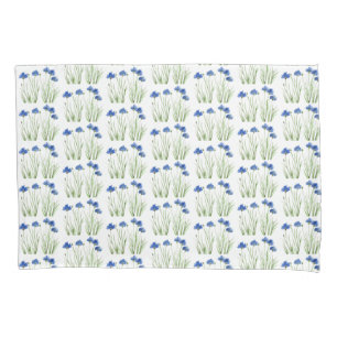 Housse D'oreillers Aquarelle Cornouailles Fleur sauvage Bleu Floral