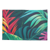 Housse D'oreillers Aquarelle de feuillage tropical Paradis (Dos)