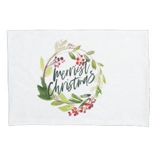 Housse D'oreillers Aquarelle de Noël la plus jolie feuillage de baie