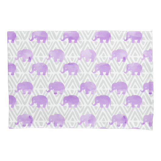 Housse D'oreillers Aquarelle Elephant Shibori Primitive Chevron (devant)
