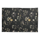 Housse D'oreillers Aquarelle Fleur sauvage Botanique noire Delicate (Dos)